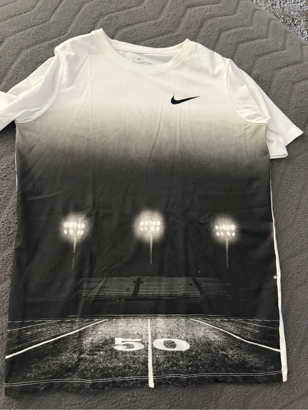 Nike White to Black Gradient Football Field Graphic Tee
